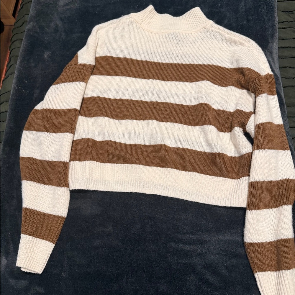 Striped Brown and White Women's Sweater